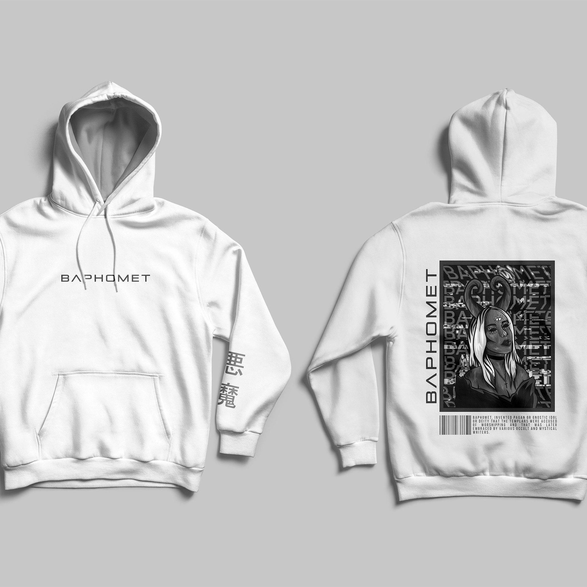 Baphomet White Hoodies - TinkCustomPrints